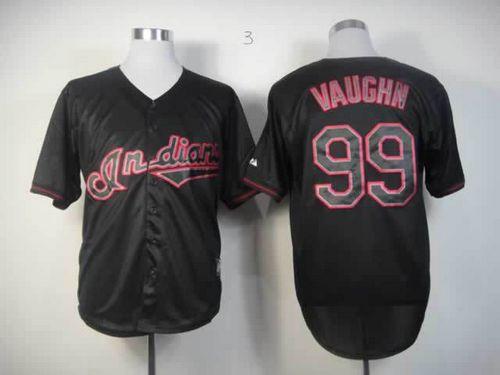 Indians #99 Ricky Vaughn Black Fashion Stitched MLB Jersey - Click Image to Close